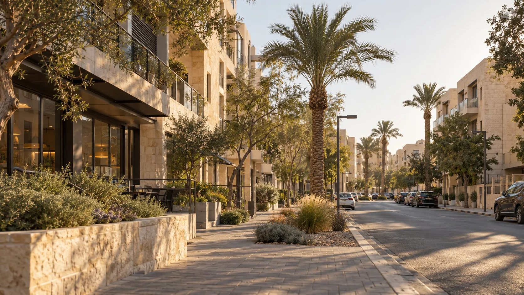 רחוב מגורים עירוני באופי דרומי בבאר שבע, המחשה עריכתית